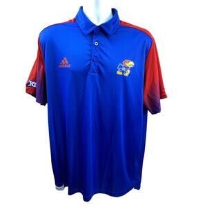 Men’s Adidas Aero Ready Prime Blue University Of Kansas Polo Size XL